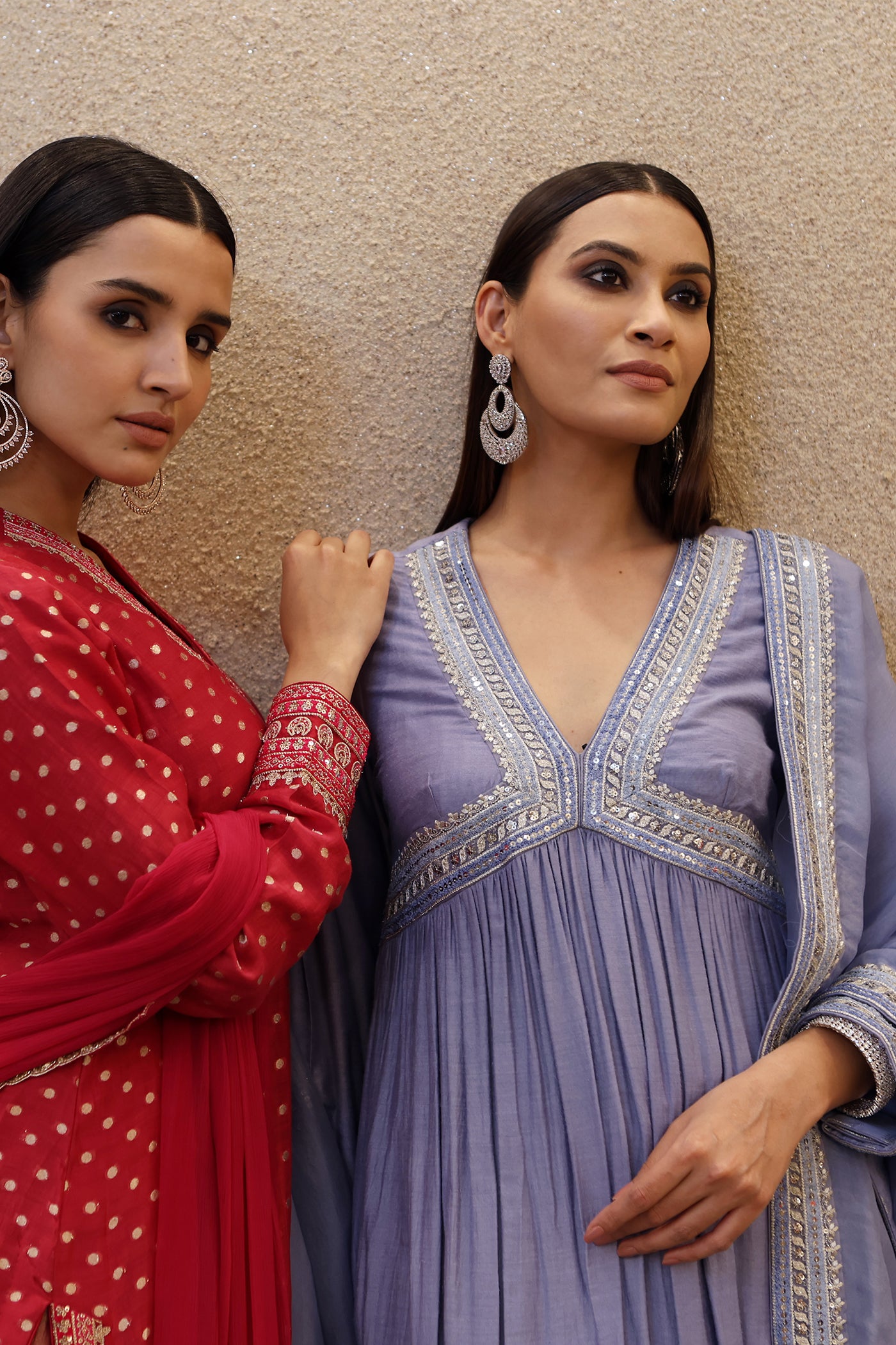 Shadow-Blue Embroidered Peplum-Style Pure Muga Silk Kurta-Pants Set