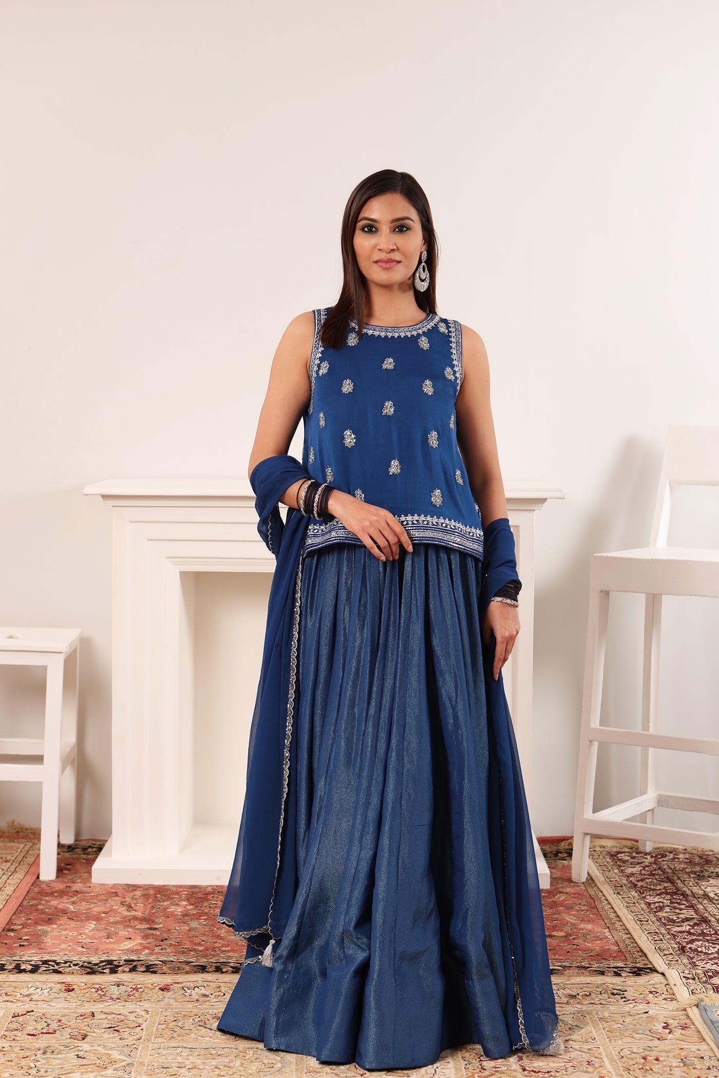 blue faux suede dress Buy Gradient Gown Online main image 1