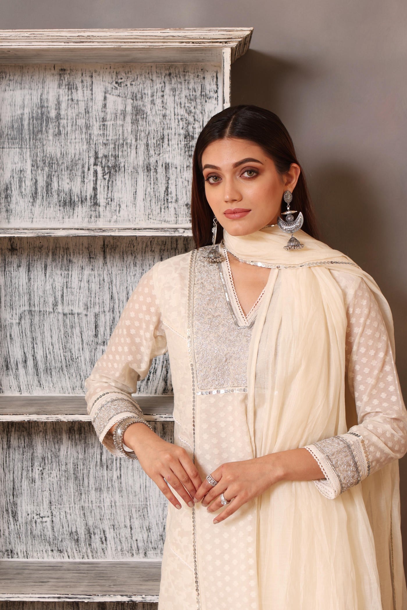 Embroidered Ivory Pure Cotton Silk Kurta Pants Set